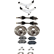 7-Piece Kit Front, Driver and Passenger Side, Lower Control Arm, FWD, Automatic Transmission, 5 Lug Wheels, includes Axle Assembly, Brake Discs, and Brake Pad Set