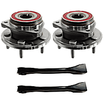 4-Piece Kit Front, Driver and Passenger Side Wheel Hub, 2nd Design, Full Cast Rotor, 4WD, 5 Lugs, With Bearing,  Includes (2) Control Arm and (2) Wheel Hub
