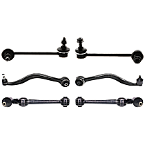 6-Piece Kit Front, Driver and Passenger Side, Lower, Frontward and Rearward Control Arm,  Includes (4) Control Arm and (2) Sway Bar Link