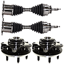 4-Piece Kit, Front, Driver And Passenger Side Suspension Kit, Includes Axle Assembly And Wheel Hub