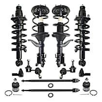 12-Piece Kit Front, Driver and Passenger Side Suspension Includes Ball Joints, Loaded Struts, Sway Bar Links, and Tie Rod Ends