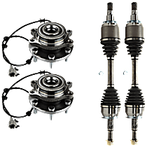 4-Piece Kit Front, Driver and Passenger Side Suspension Kit, Includes (2) Axle Assembly and (2) Wheel Hub