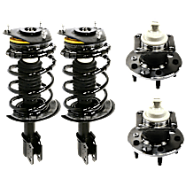4-Piece Kit Front, Driver and Passenger Side Suspension Kit,  Includes (2) Shock Absorber and Strut Assembly and (2) Wheel Hub