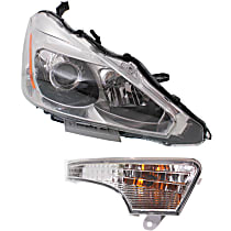 2-Piece Kit, Passenger Side Halogen Headlight, With bulb(s), Sedan, OE Replacement, CAPA Certified, Includes (1) Headlight and (1) Turn Signal Light