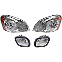 Driver and Passenger Side Headlight Kit, With bulb(s), Halogen, Without Daytime Running Lights, Reflector type (amber turn signal), includes Fog Lights
