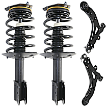 4-Piece Kit Front, Driver and Passenger Side Fully Loaded Strut, FWD, Front Wheel Drive,  Includes (2) Control Arm and (2) Shock Absorber and Strut Assembly