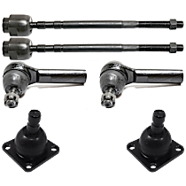 6-Piece Kit Front, Driver and Passenger Side, Lower Ball Joint, includes (2) Ball Joint and (4) Tie Rod End
