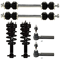 6-Piece Kit Front, Driver and Passenger Side Fully Loaded Strut, 4WD, Four Wheel Drive, Without Magnetic Ride Control Suspension,  Includes (2) Loaded Strut, (2) Sway Bar Link, and (2) Tie Rod End