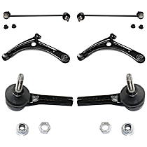 6-Piece Kit Front, Driver and Passenger Side, Lower Control Arm, includes (2) Control Arm, (2) Sway Bar Link, and (2) Tie Rod End