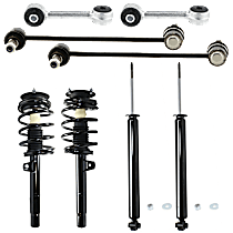8-Piece Kit Front and Rear, Driver and Passenger Side Shock and Fully Loaded Strut, RWD, (Except Adaptive Control Suspension,  Includes (2) Loaded Strut, (2) Shock Absorber, and (4) Sway Bar Link