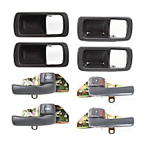 8-Piece Kit Front and Rear, Driver and Passenger Side Gray Interior Door Handle, With door lock button, Coupe/Sedan/Wagon, includes (4) Door Handle Trim and (4) Interior Door Handle