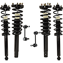 6-Piece Kit Front and Rear, Driver and Passenger Side Fully Loaded Strut, includes (4) Shock Absorber and Strut Assembly and (2) Sway Bar Link