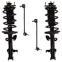 4-Piece Kit Front, Driver and Passenger Side Fully Loaded Strut, Without Electronic Adjustable Suspension,  Includes (2) Loaded Strut and (2) Sway Bar Link