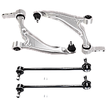 4-Piece Kit Front, Driver and Passenger Side, Lower Control Arm,  Includes (2) Control Arm and (2) Sway Bar Link