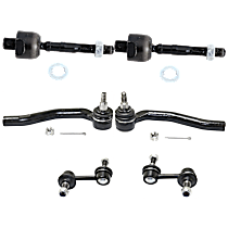 6-Piece Kit Front, Driver and Passenger Side, Inner and Outer Tie Rod End, includes (2) Sway Bar Link and (4) Tie Rod End