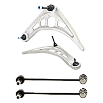 4-Piece Kit Front, Driver and Passenger Side, Lower Control Arm, RWD,  Includes (2) Control Arm and (2) Sway Bar Link