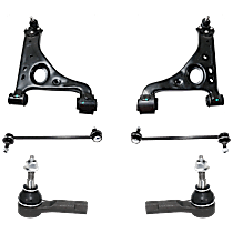 6-Piece Kit Front, Driver and Passenger Side, Lower Control Arm,  Includes (2) Control Arm, (2) Sway Bar Link, and (2) Tie Rod End