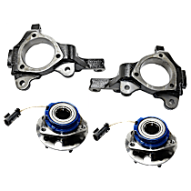 4-Piece Kit Front, Driver and Passenger Side Steering Knuckle, Without Backing Plate, Without Bearing, Includes (2) Knuckle and (2) Wheel Hub