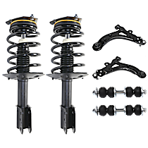 6-Piece Kit Front, Driver and Passenger Side Fully Loaded Strut, FWD, Front Wheel Drive, Standard Design,  Includes (2) Control Arm, (2) Shock Absorber and Strut Assembly, and (2) Sway Bar Link