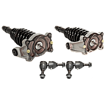 4-Piece Kit Front, Driver and Passenger Side Fully Loaded Strut, includes (2) Shock Absorber and Strut Assembly and (2) Sway Bar Link
