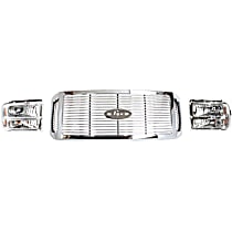 3-Piece Kit Grille, Chrome,  Includes (1) Grille and (2) Headlight