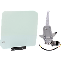 2-Piece Kit Front, Passenger Side Door Glass, Green Tint, DD08491 GTYN, includes (1) Door Glass and (1) Window Regulator