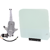 2-Piece Kit Front, Driver Side Door Glass, No Tint, DD08492 GTYN, includes (1) Door Glass and (1) Window Regulator