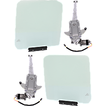 4-Piece Kit Front, Driver and Passenger Side Door Glass, Green Tint, DD08491 GTYN, DD08492 GTYN, includes (2) Door Glass and (2) Window Regulator