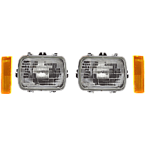 4-Piece Kit Driver and Passenger Side Halogen Headlight, With bulb(s), OE Replacement, Includes (2) Corner Light and (2) Headlight