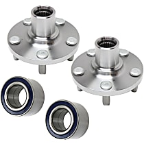 4-Piece Kit Front, Driver and Passenger Side Wheel Hub, Front Wheel Drive, 5 Lugs, With Bearing, FWD, includes (2) Wheel Bearing and (2) Wheel Hub