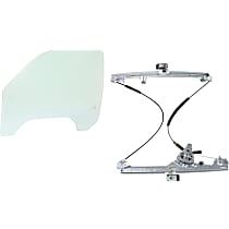 2-Piece Kit Front, Driver Side Door Glass, 2-Door, Extended Cab Pickup, Green Tint, DD09480 GTNN, includes (1) Door Glass and (1) Window Regulator