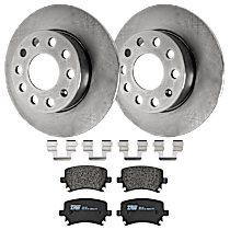 Rear Brake Disc and Pad Kit, Plain Surface, 5 Lugs, Semi-Metallic