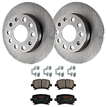 Rear Brake Disc and Pad Kit, Plain Surface, 5 Lugs, Semi-Metallic