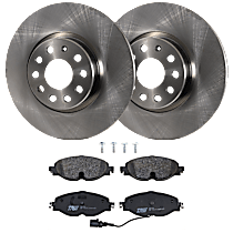 Front Brake Disc and Pad Kit, Plain Surface, 5 Lugs, Semi-Metallic, 312mm Front Disc