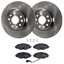 Front Brake Disc and Pad Kit, Plain Surface, 5 Lugs, Semi-Metallic, 312mm Front Disc