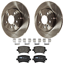 4-Piece Kit Rear Brake Disc and Pad Kit, Plain Surface, 5 Lugs, Semi-metallic, 3.2L 6Cyl,  Includes (2) Brake Disc and (1) Brake Pad Set