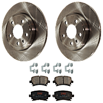 4-Piece Kit Rear Brake Disc and Pad Kit, Plain Surface, 5 Lugs, Semi-metallic, 3.2L 6Cyl,  Includes (2) Brake Disc and (1) Brake Pad Set