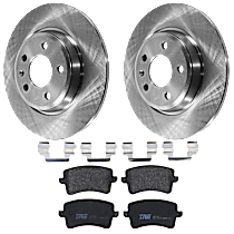Rear Brake Disc and Pad Kit, Plain Surface, 5 Lugs, Semi-Metallic