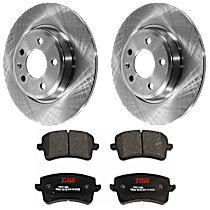 Rear Brake Disc and Pad Kit, Plain Surface, 5 Lugs, Semi-Metallic