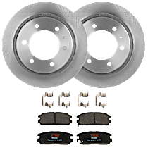KIT-062924-23 Rear Brake Disc and Pad Kit, 2 Wheel Set, Plain Surface, 6 Lugs, Ceramic, includes Brake Disc and Brake Pad Set