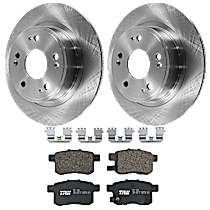 Rear Brake Disc and Pad Kit, Plain Surface, 5 Lugs, Ceramic