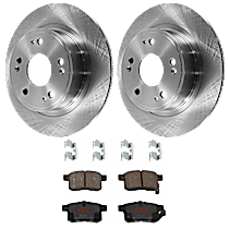 Rear Brake Disc and Pad Kit, Plain Surface, 5 Lugs, Ceramic