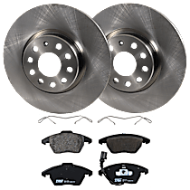 Front Brake Disc and Pad Kit, 2 Wheel Set, Plain Surface, 5 Lugs, Semi-Metallic, includes Brake Disc and Brake Pad Set