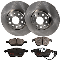 Front Brake Disc and Pad Kit, Plain Surface, 5 Lugs, Semi-Metallic