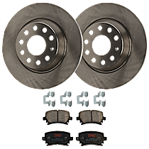 Rear Brake Disc and Pad Kit, Plain Surface, 5 Lugs, Semi-Metallic