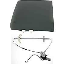 2-Piece Kit Rear, Passenger Side Door Glass, Japan or UK Built Vehicle, With Privacy, Gray Tint Privacy, FD21573 YPYN, includes (1) Door Glass and (1) Window Regulator