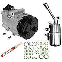 2-Piece Kit A/C Compressor Kit, 2.3L 4Cyl, 5/8 Pad Drier, With Clutch, 6-Groove Pulley,  Includes (1) A/C Compressor and (1) A/C Service Kit (A/C Accumulator, A/C Orifice Tube, and A/C O-Ring and Gasket Seal Kit)