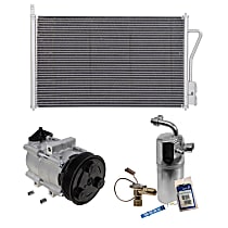 A/C Compressor Kit, 6-Groove Pulley, includes A/C Condenser, and A/C Service Kit (A/C Accumulator, A/C Orifice Tube, and A/C O-Ring and Gasket Seal Kit)