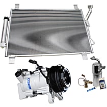 A/C Compressor Kit, 7-Groove Pulley, includes A/C Condenser, and A/C Service Kit (A/C Expansion Valve, A/C Expansion Valve, A/C Receiver Drier, and A/C O-Ring and Gasket Seal Kit)