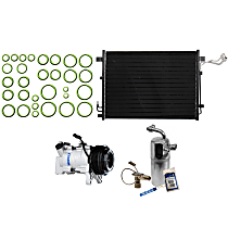 A/C Compressor Kit, 7-Groove Pulley, includes A/C Condenser, and A/C Service Kit (A/C Expansion Valve, A/C Receiver Drier, and A/C O-Ring and Gasket Seal Kit)